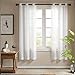 Produktbild Ösenschal Voile Vorhang in Leinen-Optik Leinenstruktur Ösenvorhang Gardine mit Ösen Solid Sheer Wohnzimmer Elegant, Off White (2er-Set, je 245x140cm)