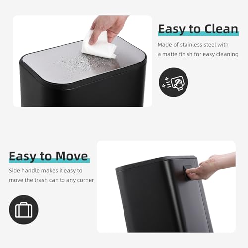 Caneca de basura rectangular acero inoxidable 8 gal miniatura 7