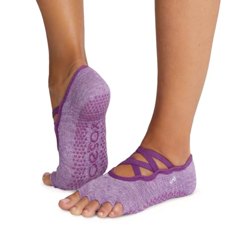 Image of toesox Elle Half Toe Grip Socks - Non-Slip Grip Sole for Yoga, Pilates, Gym - Non Skid Open Toe Socks for Women