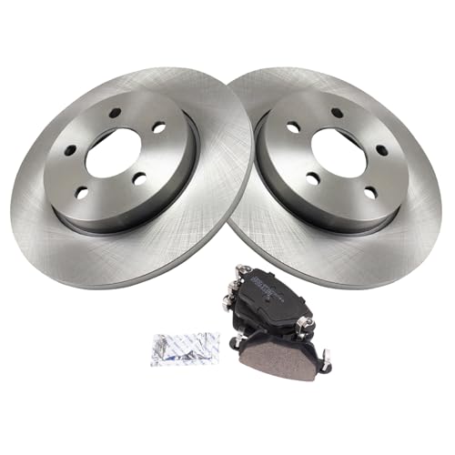 Image of TRQ Rear Brake Pad and Rotor Set Semi Metallic Solid Rotors Compatible with 2002-2004 Jaguar X-Type
