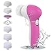 Produktbild PIXNOR Gesichtsreinigungsbürste, elektrische Gesichtsbürste 7 in 1 Wasserfest Gesicht bürste mit 2 Stufige Rotations Geschwindigkeiten, Tiefenreinigung Sanfte Exfoliation (Rose rot)