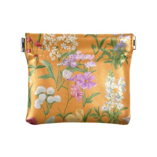 Portafoglio portamonete da donna pelle con fiore e peonia colore: arancione mini portafoglio fantasia per uomo da viaggio Fiore Peonia Arancione 4.33L x 3.74W x 0.39H classico