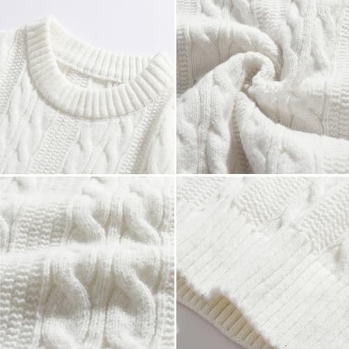 Pull col rond hommes ample tricot jacquard fleurs torsadées - 6