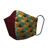 [和さくら庵] 布マスク 子供用 金襴 和柄 洗える 亀甲枡片身エンジ 日本製 1枚入 抗菌・抗ウイルス加工 Ｓ 繰り返し使える キッズ