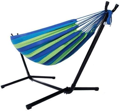 Double Hammock Two Person Adjustable Hammock Bed with Space Saving Steel Stand Includes Portable Carrying Case, Easy Set Up