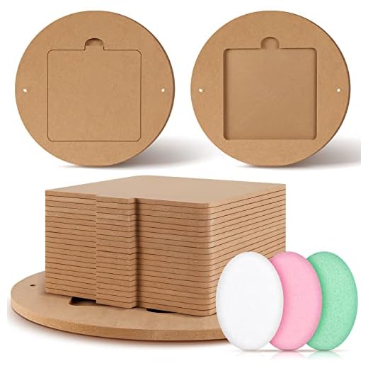 Pinkunn 22 Pcs Bat System for Pottery Wheel Clay Pottery with Removable Inserts 12'' Round Outer and 7'' Square Inner Bat with 3 Sponge for Potters Clay Artist
