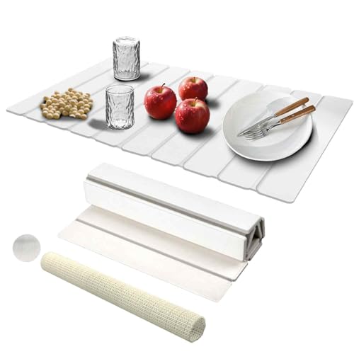 HAOIVE Dish Drying Mat Stone Bath Mat Diatomaceous Earth Stone Drying Mat For Kitchen Counter Sink Bath Mat Quick Dry Non Slip Foldable Dish Drying Rack Mat Large(24"×16" White)