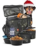 The Original Doggy Bag™- Dog Travel Bag for Supplies - Ultimate Gift for Dog Moms & Dads, Doggy Lovers & Pet Owners for Christmas- Includes 2 BPA-Free Travel Bowls and 2 Food Containers: Camo