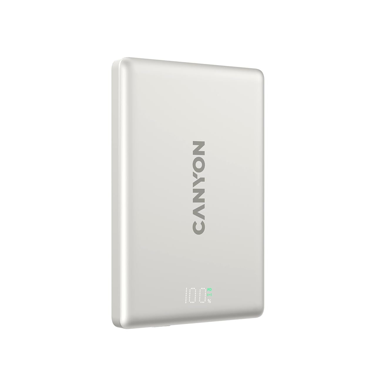 CANYON OnPower 500 Batterie externe magnétique 5000 mAh, PD 20 W USB-C, charge sans fil 10 W, compatible MagSafe, aluminium ultra fin, gris étoile