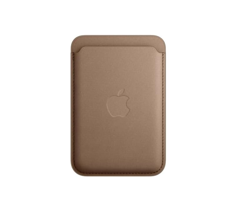 Porta Cartão Magnético Para iPhone Carteira Magsafe De Couro e Tecido Finewoven para iphone 13/14/15/16 e modelos PRO (Taupe)