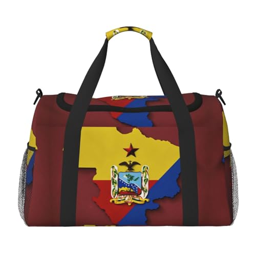 Venezuela map with a pattern print Travel Duffle Bag Gym Bag for Women,Puffer Tote Bag,Weekender Overnight Bag Organizer