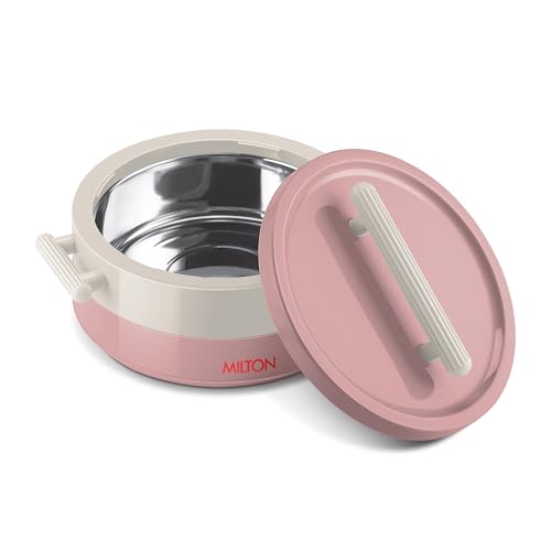 Image of MILTON Valenza 1000 Insulated Inner Stainless Steel Casserole for Roti, 750ml | Hot Box for Kitchen | Keeps Food Hot & Fresh | BPA-Free, Durable & Easy to Carry | Hot Pot with Lid for Home, Pink