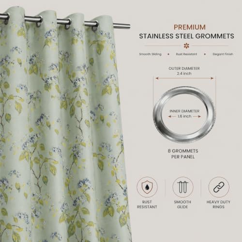 Image of Clasiko Cotton Sheer Curtain Set of 2 | 54x60 Inches /5 Feet | Linen Texture | Sage Dew | 40% Light Filtering | 54x60 Inches | Printed Window Curtain for Living Room, Bedroom