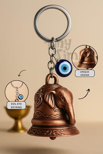 Image of Tiny Tim Guardian Bell with Evil Eye Charm - Protective Motorcycle & Car Accessory - Tibetan-Inspired Design - Wards Off Negative Energy - Ideal Gift for Bikers & Travelers