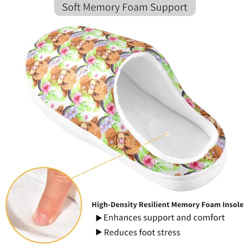 Cute Highland Cow Ox Flowers Floral Mens Womens Slippers Cozy Memory Foam Slippers Slip On Warm House Shoes for Indoor Outdoor Size 16/17 23020733