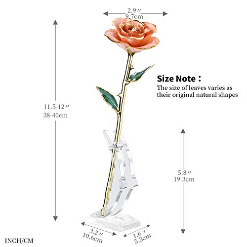 Image of 24K Gold Rose, Gold Dipped Rose Made from Real Rose Best Gifts for her and Great Gifts for Wife, Pink with Stand