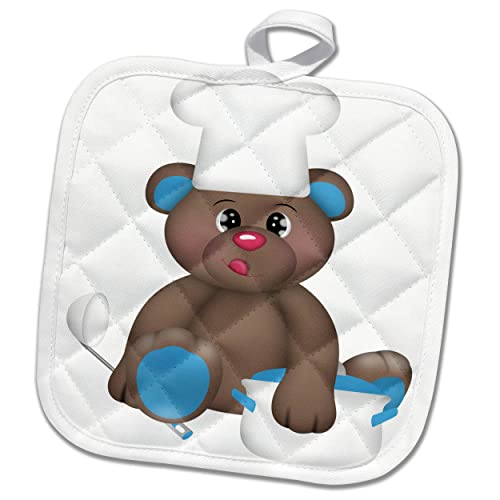 3dRose Cute Brown and Blue Chef Bear with A Cooking Pot Illustration - Potholders (phl-360327-1) 3dRose Cute Brown and Blue Chef Bear with A Cooking Pot Illustration - Potholders (phl-360327-1)