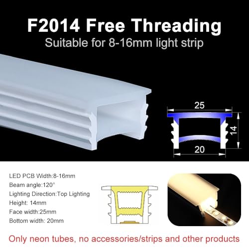 Tubo flexible de silicona para tiras LED que elimina los puntos de luz y suaviza el neón F2014 3