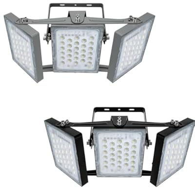 STASUN 2Pack 300W 27000lm LED Flood Light Outdoor, 3000K, 3 Adjustable Heads, IP66 Waterproof LED Exterior Security Area Lights for Yard, Parking Lot