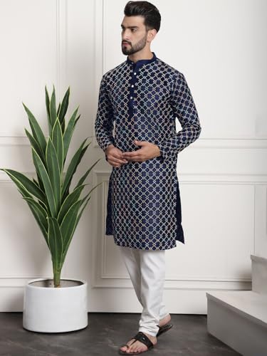 Image of SOJANYA (Since 1958 Men's Silk Blend Kurta and Pyjama with Nehru Jacket