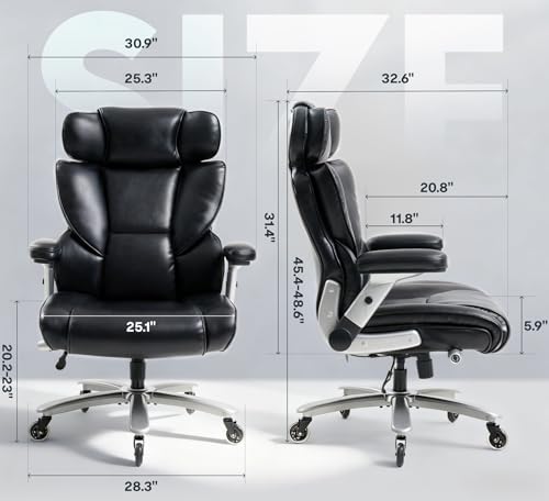 Image of FLEXISPOT 600lbs Big and Tall Office Chair for Heavy People, High Back Heavy Duty Computer Chair with Lumbar Support 2D Armrest, Desk Chairs for Working Gaming Relaxing Cross Legged, PU Leather, Black