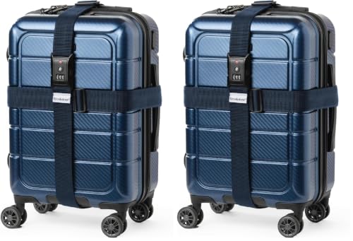 Image of Brookstone Luggage Strap - 2-in-1 TSA-Approved Expandable Luggage Straps for Suitcases with Keyless 3-Digit Combination Lock, Size One Size, Blue (Pack of 2)