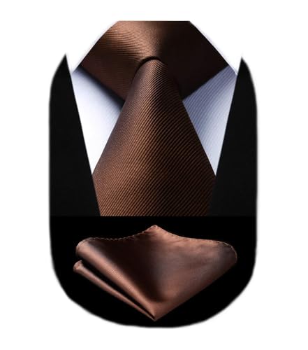 Ensemble Cravate et Mouchoir Enlision - Homme Marron Unie Mariage Fête Cadeau
