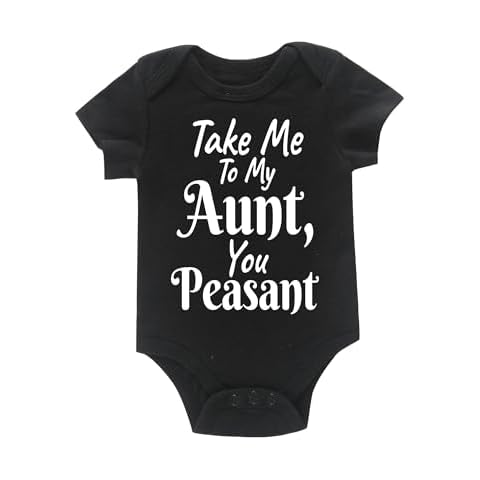 JYHOPE Newborn Infant Funny Print Take me To My Auntie You Peasant Rompers Toddler Black Bodysuits Cover