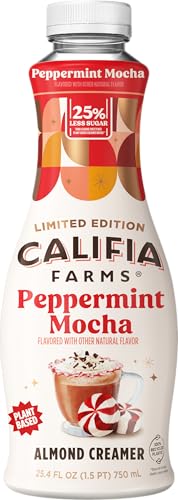 Califia Farms - Peppermint Mocha Almond Milk Coffee Creamer, 25.4 Oz, Dairy Free, Plant Based, Vegan, Gluten Free, Non GMO, Almond Creamer