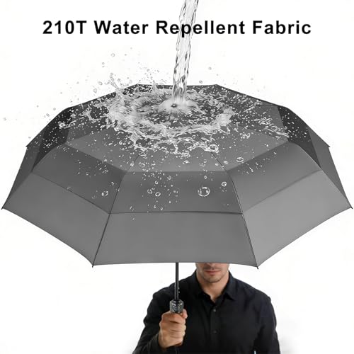 Parapluie de golf extra large Lejorain automatique gris, double auvent pliable