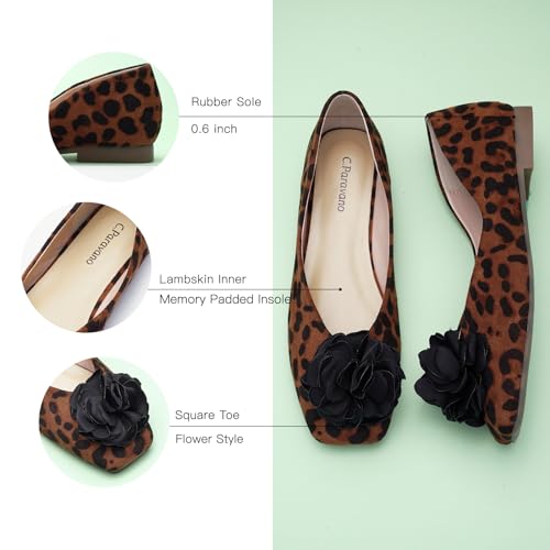 Image of C.Paravano Ballet Flats for Women | Women's Flats | Square Toe | Slip On Dress Shoes | Satin Flower Shoes