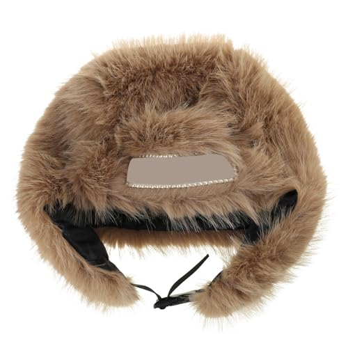 jiahesuw Vintage Plush Trapper Hat for Teens Adult Windproof Winter Hat Thicken Earflap Hat Keep Warm Skiing Cycling Hat