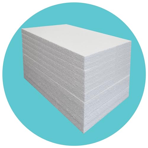 Triplast Expanded Polystyrene Foam Sheets EPS 70 (10 Sheets 600 x 400 x 25mm Each) - BBA Certified Wall & Floor Insulation Board - Box Lining & Packaging Foam Board - White Blocks for DIY Projects