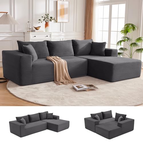 Mangodan 110” Cloud Sectional Couch, Boneless Sofa for Living...
