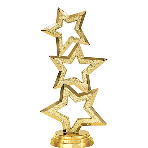Crown Awards Gold Star Trophies With Custom Engraving, 6" Personalized Three Stars Recognition Trophy On Black Base 1 Pack Prime #TOP1