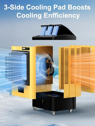 Image of Uthfy 2700 CFM Swamp Cooler, 36IN Evaporative Air Cooler with 8.9 Gal Water Tank, 3 Speeds, 120Oscillation, 3 Ice Packs, Outdoor Garage Air Conditioner for Patio, Yard, Factory