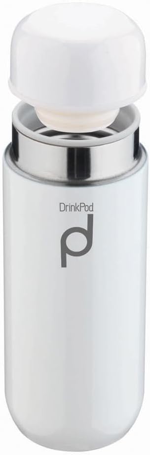 Drinkpod Grunwerg HCF-200W Vacuum Insulated Capsule Flask, Stainless Steel, White, 200ml