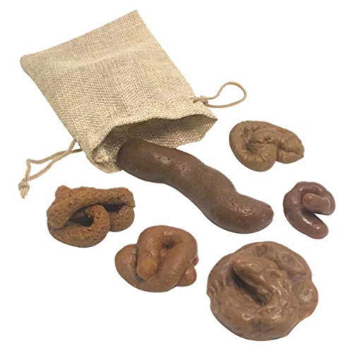 NUOBESTY 6Pcs Fake Poop Realistic Dog Poop Fake Dog Poop Turd Shits Funny Joke Tricky Toys Prank Props with Drawstring Bags for Party Favors