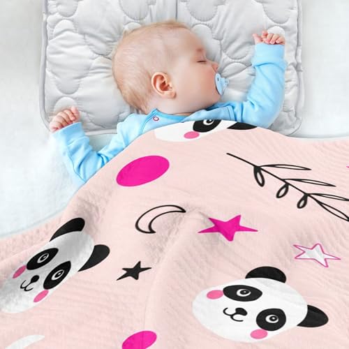 Burbuja Cute Panda Faces Baby Blanket for Boys Girls, Nursery Soft Warm Swaddling Receiving Baby Blankets, 30x40 in Toddler Blanket4