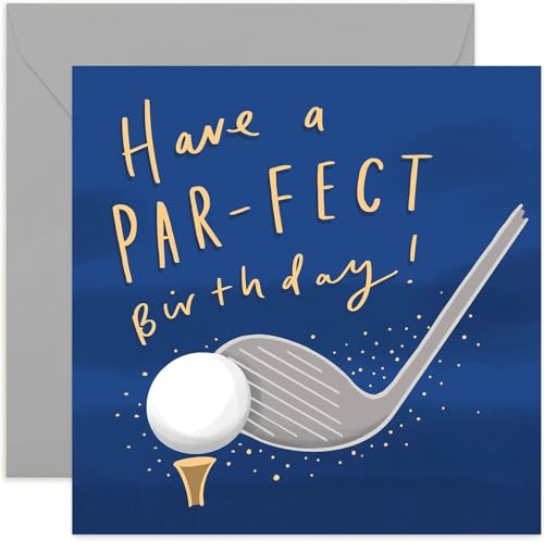 Old English Co. Golf Par-fect Birthday Card - Golfing Birthday Cards for Men | Golfer Birthday Greeting Card For Him, Dad, Son, Brother | Blank Inside & Envelope Included