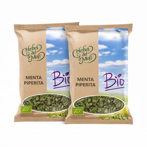 Pack 2 x Menta Piperita Hojas Bio Herbes del Molí 25 g (50 g) | Hojas ecológicas para infusión y cocina | Aroma fresco e intenso, tisana sin cafeína