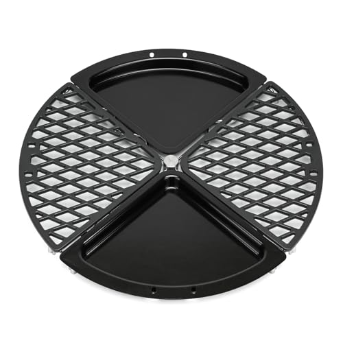 Onlyfire Set Multifunzionale di Padella BBQ e Griglia di Cottura per Griglie a Carbonella Weber 57 CM, Griglia in Ghisa, Piastra e Sollevatore per Griglia per Cucinare e Affumicare All'aperto