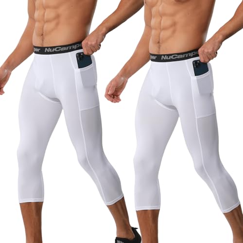Mallas mallas capri para correr 3/4 de hombre con bolsillo capa base transpirable