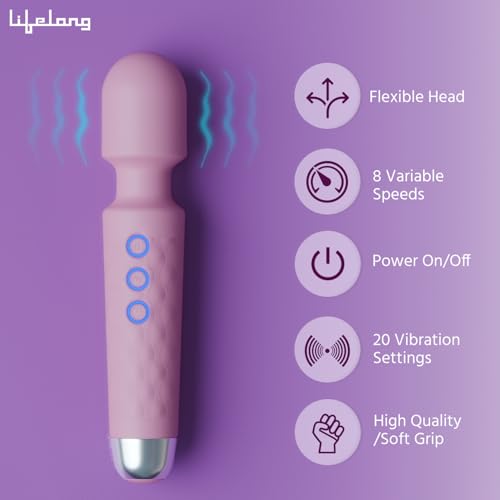 Image of Lifelong Massager Machine for Women -Rechargeable Wireless Mini Body Massager with 20 Vibration Modes,Fast Charging, 8 Speeds and Water Resistant-Massager Machine for Full Body