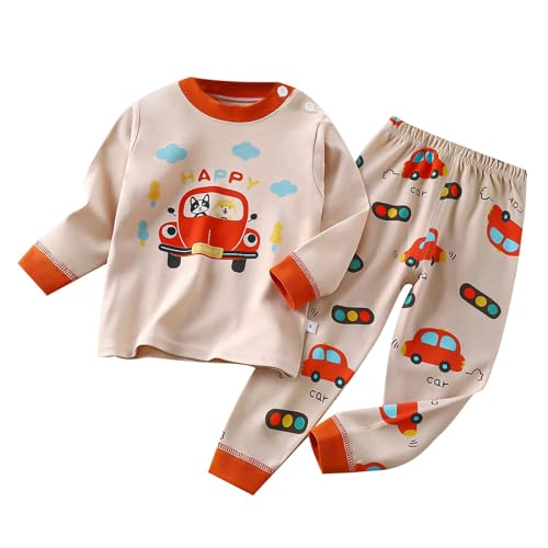 Genérico Pijamas Niña Primavera Conjunto de Ropa Interior para niños de otoño y Navidad, Pijamas de Manga Larga cálidos de algodón para bebés y niñas Esquí (Khaki, 12-18 Months)