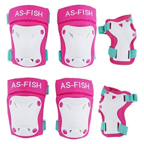 Kids Knee Pads Elbow Pads Wrist Guards Adult Protective Gear Sets 6 PCS Pink Cover
