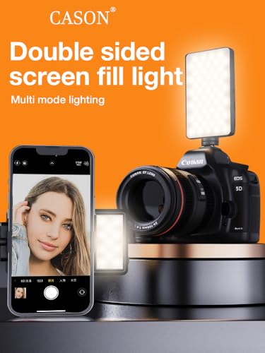 Image of Cason 2 in 1 Portable Light for Video Shooting YouTube -Dimmable 2500-9900K Photography Camera Light /Ring Light for Phone,Clip On Laptop Lights-Rechargeable 3000mAh Battery