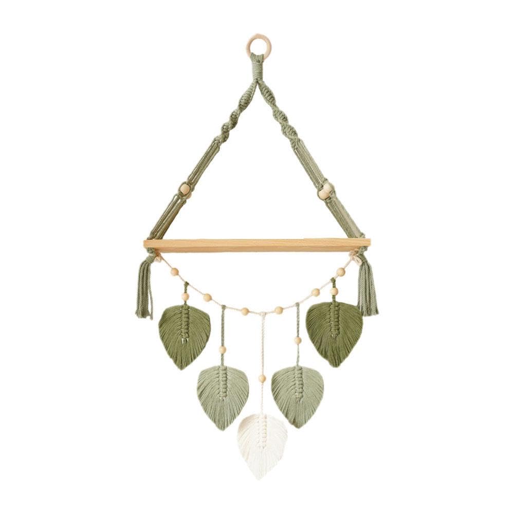 Support plantes macramé mural étagère bois bohème