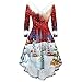 Weihnachtskleid Damen Party Kleid Weihnachten Damen Weihnachtsmann Kostüm Miss Santa Kostüm Langarm Weihnachtskleider Weihnachtsfrau Midikleid Langarm V-Ausschnitt Weihnachten Kleid Weihnachtskostüm