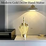 Gold Decor - Resin Gesture Hand Sculpture Finger Statue - Classic Home Shelf & Desk Decor - Middle Finger - Image 4